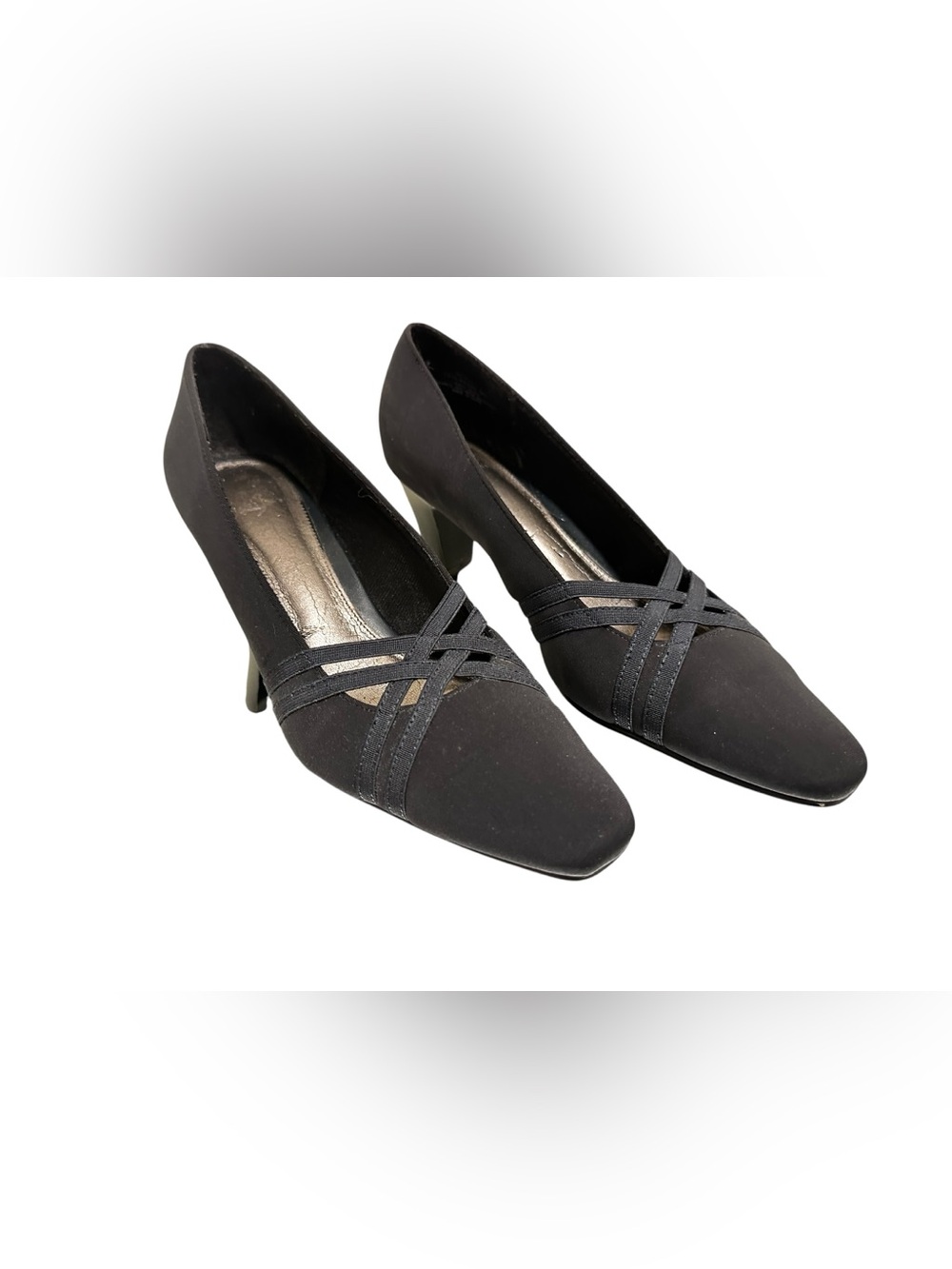 Opia Black Crisscross Mid-Heel Pumps